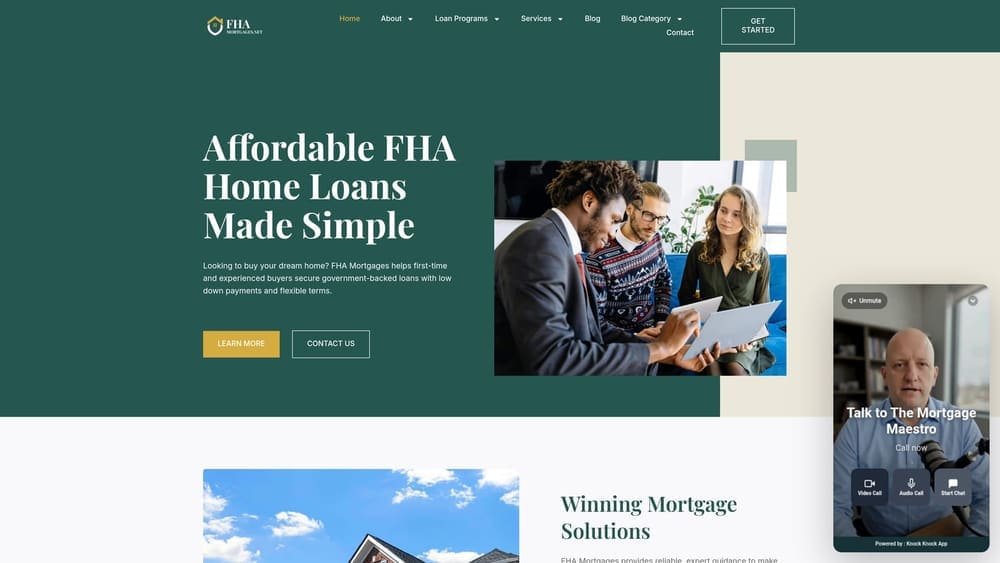 Screenshot of FHAMortgages.net website