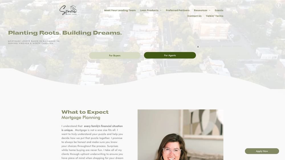Screenshot of Sparrow Home Loans website