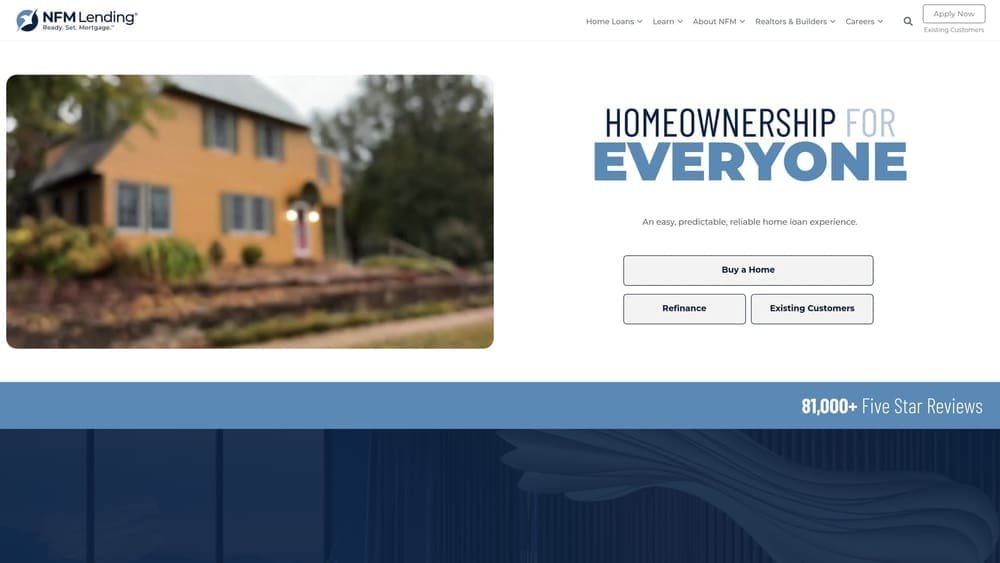 Screenshot of NFM Lending website