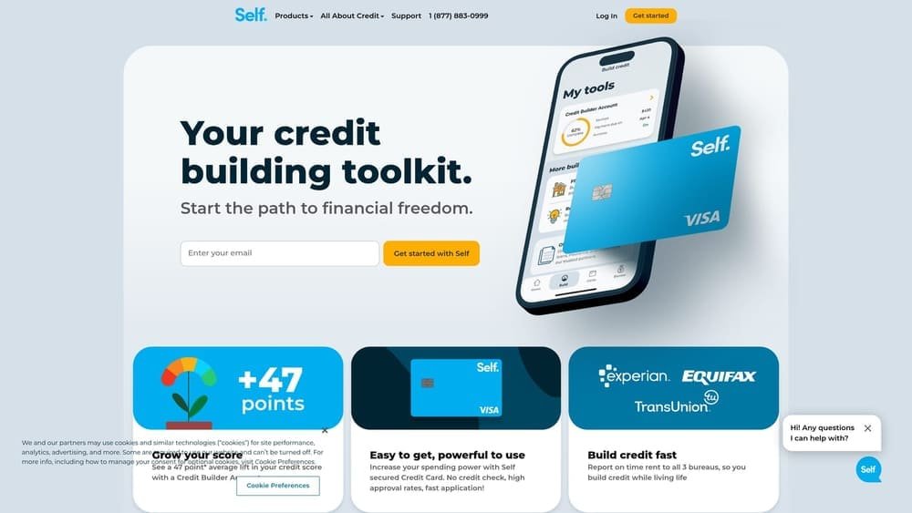 Screenshot of Self Credit Builder Account website