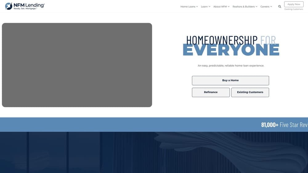 Screenshot of NFM Lending website