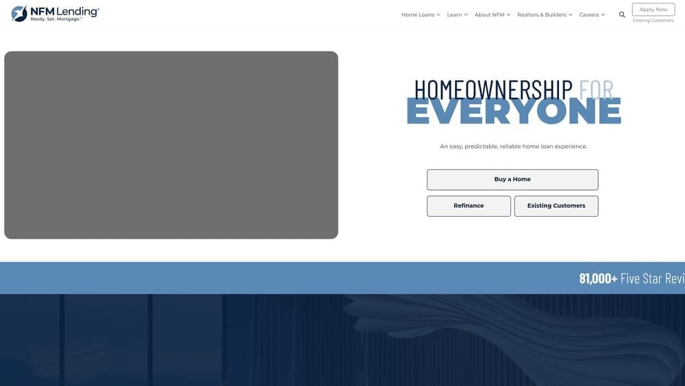 Screenshot of NFM Lending website
