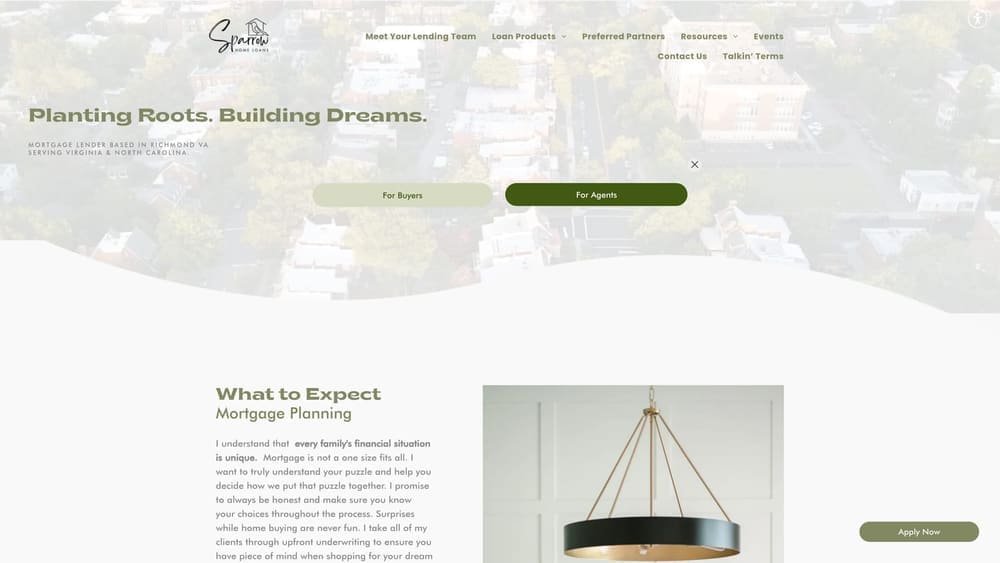 Screenshot of Sparrow Home Loans website