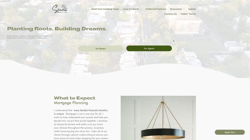 Screenshot of Sparrow Home Loans website