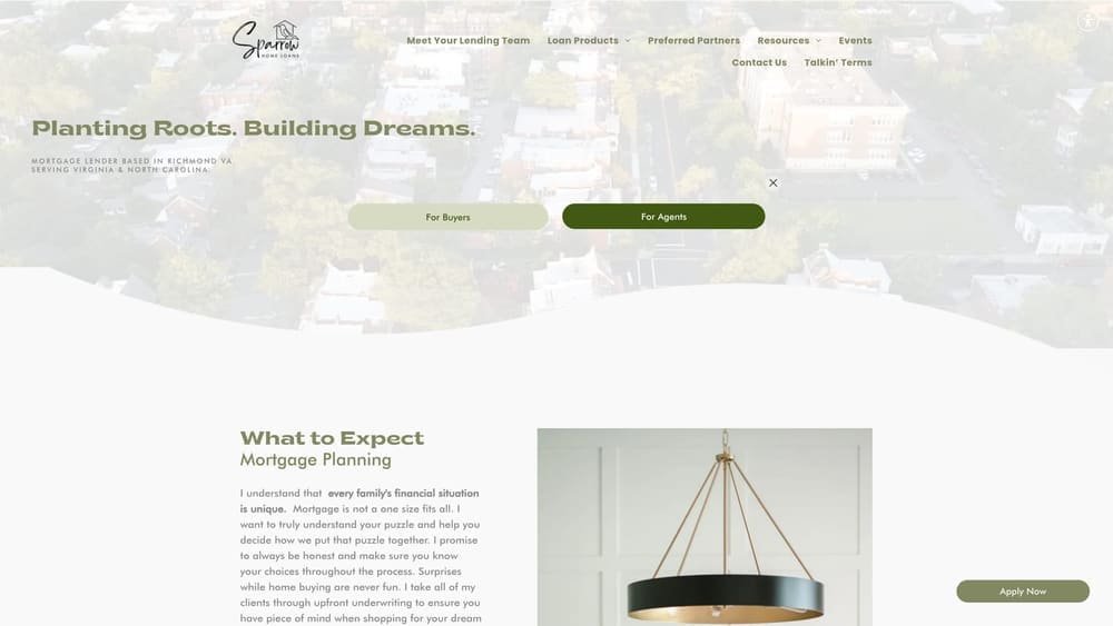 Screenshot of Sparrow Home Loans website