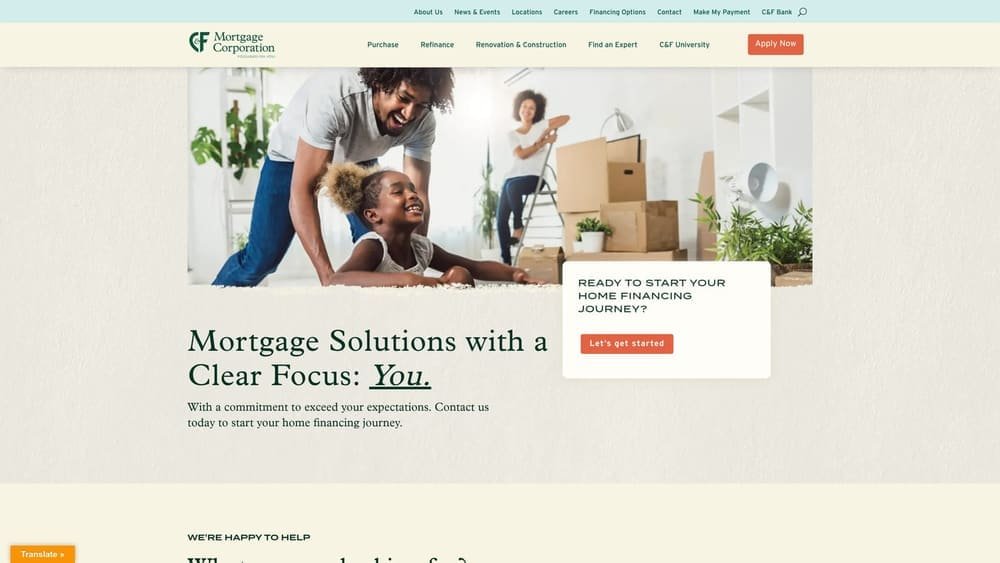 Screenshot of CFM Mortgage Corp website