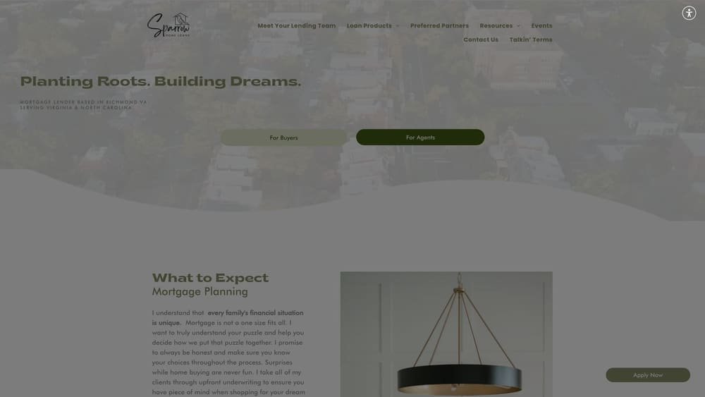Screenshot of Sparrow Home Loans website